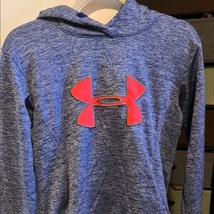 Under Armour Heathered Blue Hoodie with Pink Logo
